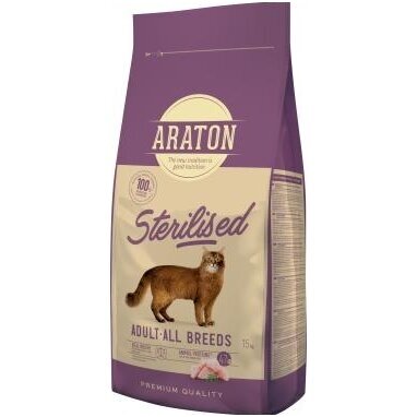 Araton Sterilised sausas pašaras sterilizuotoms katėms, 15 kg