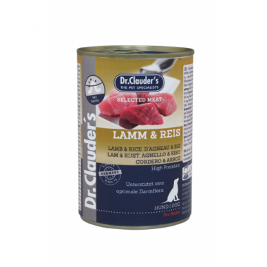 Dr. Clauder's Lamb & Rice drėgnas maistas šunims, 800 g